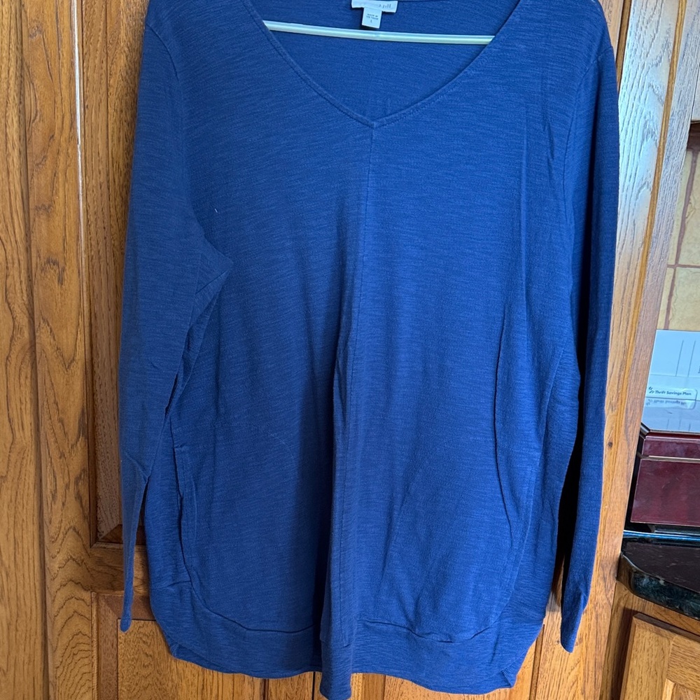 J. Jill Deep Blue Long Sleeve V-Neck Top